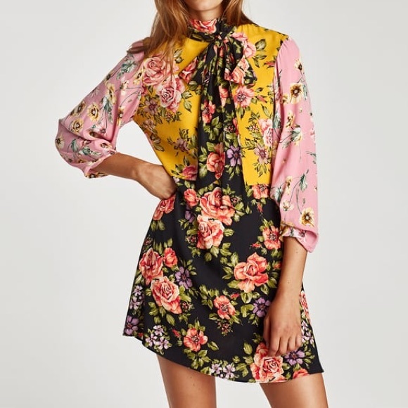 Zara Dresses & Skirts - Zara Floral Patchwork Dress